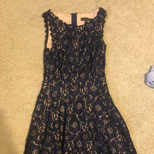 Navy Blue Lace Sleeveless Dress